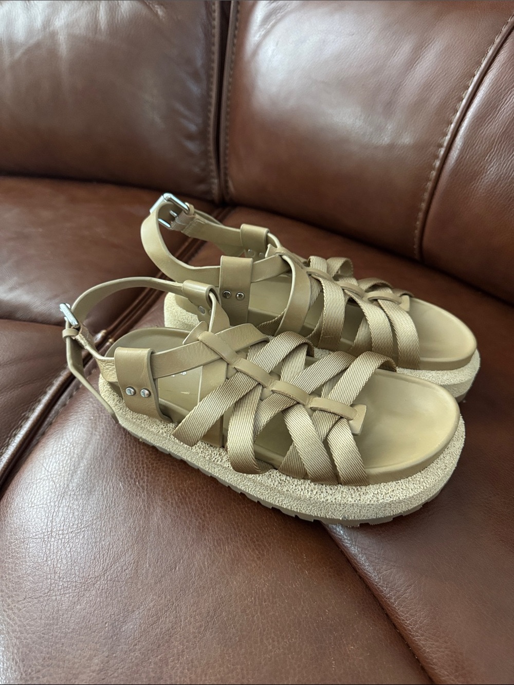 rag & bone Tan Woven Platform Strappy Sandals